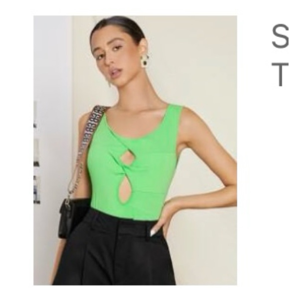 🩷 3 for $25 SHEIN Bright Green Cutout Bodysuit